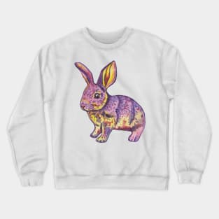 Colorful pink yellow watercolor bunny Crewneck Sweatshirt